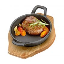 Servierpfanne rund mit Holzbrett