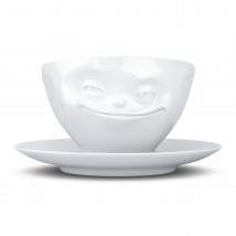 Schmunzel Kaffee Tasse grinsend in weiß 200ml