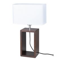 Lampe de table CADRE 7712976 E27 - noyer / blanc