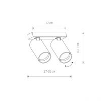 Applique & Plafonnier Spot Design MONO 2xGU10 - noir / laiton