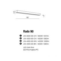 Applique murale étanche RADO 90 LED 24W 3000K IP44 chromé
