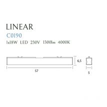 Plafonnier Design LINEAR LED 18W 4000K - noir