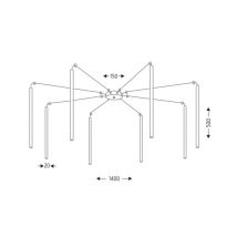 Plafonnier Design HIRABE 8xG9 - noir