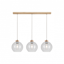 Lampe Suspendue design LAGUNA bande 3xE27 - chêne huilé / transparent