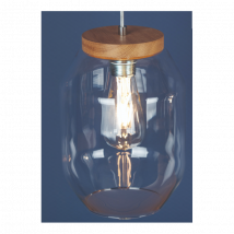 Suspension luminaire VASO diamètre 25cm E27 - chêne huilé / transparent