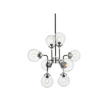 Lampe Suspendue design RIANO 8xE27 noir / chrome