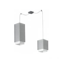 LASTRA W-2 E27 Luminaire suspension argenté avec Abat-Jour