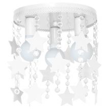 Plafonnier STAR cascade de cristaux et étoiles blanc suspendus E27 Enfant
