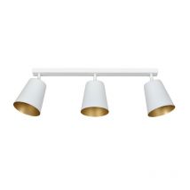 Plafonnier Design Prism Métal 3 lampes Spots Blanches et Dorées Style Moderne