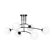 Plafonnier Design Pregos Métal 6 lampes Boules Déportées Blanches Style Minimaliste