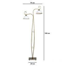 Lampe Sur Pied Design Wivara Métal 2 lampes Coupoles Dorées Style Vintage