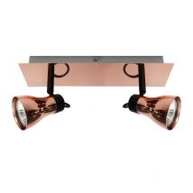 Plafonnier Luminaire ANGUS bande 2xGU10 - cuivre / noir