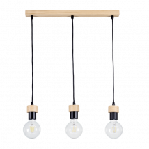Suspension luminaire design CLARTE WOOD 3xE27 - chêne huilé / noir