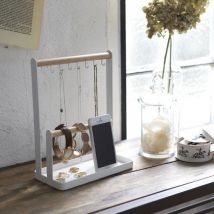Porte-bijoux minimaliste en acier - Bois - Idée cadeau femme - Yamazaki - Les Raffineurs