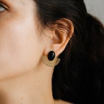 Boucles d'oreilles aztèques - Pierres minérales - Fabien Ajzenberg - Agathe - Fabriqué en France - Idée cadeau femme - Les Raffineurs