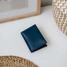Porte-cartes Homme pliable en cuir - Bleu - Fabriqué en France - Idée cadeau homme - Hikigaï - Les Raffineurs
