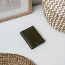 Porte-cartes Homme pliable en cuir - Vert - Fabriqué en France - Idée cadeau homme - Hikigaï - Les Raffineurs