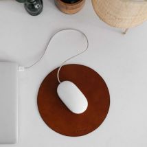 Tapis de souris en cuir rond design - Fabriqué en France - Idée cadeau homme - Cadeau Crémaillère - Hikigaï - Les Raffineurs