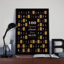 Affiche à gratter - 100 bières à boire dans sa vie - Idée cadeau homme - La Carte Des Vins - Les Raffineurs