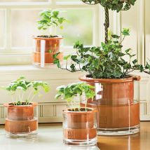 Pot intelligent en céramique - Wet Pot Plantes - M - 19 cm x 17 cm - Idée cadeau Noël - Cadeau Homme - Cadeau Femme - Cadeau Papa - Cadeau Maman - 