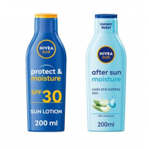 NIVEA Sun Protect &amp; Moisture Sun Lotion SPF30 &amp; Moisturising After Sun Lotion 200 ml + 200 ml