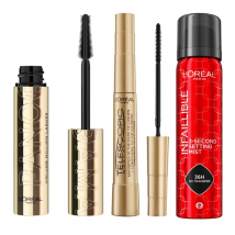 L'Or&eacute;al Paris Volume Million Lashes Panorama Mascara Black + Telescopic Mascara Black + Infaillible 3-Second Setting Mist 9,9 ml + 8 ml + 75 ml