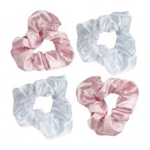 brushworks Pink &amp; White Satin Scrunchies 4 pcs