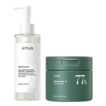 Anua Heartleaf Pore Control Cleansing Oil &amp; Heartleaf 77% Clear Pad 200 ml + 70 st
