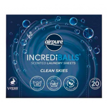 Airpure Incrediballs Scented Laundry Sheets Clean Skies 20 pcs