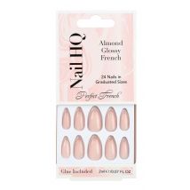 Nail HQ Almond Glossy French Nails 24 st