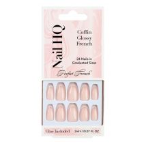 Nail HQ Coffin Glossy French Nails 24 st