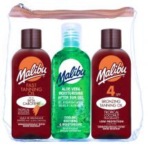 Malibu Travel Sun Set Tanning Oil &amp; Bronzing Oil &amp; After Sun Gel 3 x 100 ml