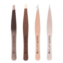 brushworks Combination Tweezer Set Gold 4 st