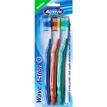Active Oral Care Wave Action Toothbrushes Medium 3 st