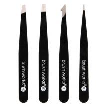 brushworks Combination Tweezer Set Black 4 st