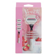 Gillette Venus Comfortglide Strawberry Razor &amp; Razor Blades 1 houder + 3 st