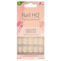 Nail HQ Square French Nails 24 pcs + 2 ml