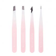 brushworks Combination Tweezer Set White & Pink 4 st