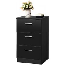 Comodino a 3 Cassetti 66 x 38 x 35 cm, Tavolino Moderno in Legno con Cassetti, Cassettiera per Camera da Letto, Ufficio e Salotto (Nero)