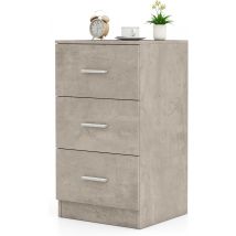Comodino Camera da Letto 37 x 34 x 66,5cm, Cassettiera in Legno Moderno con 3 Cassetti, Mobile Salvaspazio per Soggiorno, Ufficio e Camerretta (1, Grigio)