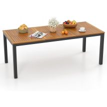 Tavolo da Pranzo a 8 Posti, Tavolo da Giardino 200 cm in Legno di Acacia, con Foro per Ombrellone da 5 cm, Gambe in Metallo, per Giardino, Cortile, Portata 75 kg (Modello 1)