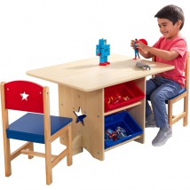 KidKraft Star Wooden Table & 2 Chair Set with Storage Bin for Toys