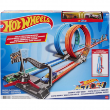 Hot Wheels Two-Track Looping and Straight Parts Large Loopings & 2 Toy Vehicles