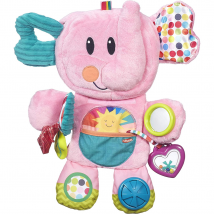 Playskool Fold 'n Go Elephant Stuffed Animal Tummy Time Babies 3+ Months Pink