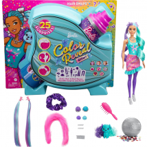 Barbie Colour Reveal Glitter! Hair Swaps Doll 25 Hairstyling & Surprises - Purple