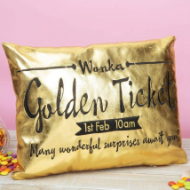 Just 4 Kids Charlie and The Chocolate Factory Golden Ticket Cushion