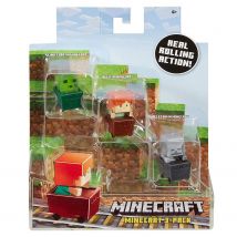 Minecraft FFK78 Minecart Slime Cube, Alex, Skeleton Figure 3 Pack of Toys