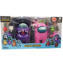 Official & Fully Licensed Among Us Purple Pink Action Figures 2-Pack