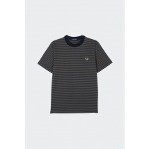 Fred Perry - T-shirt Manches Courtes - Fine Stripe Heavy Weight Tee pour Homme - Noir - Taille S
