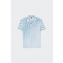 Tommy Jeans - Chemise - Tjm Stripe Linen Ss pour Homme - Bleu - Taille M